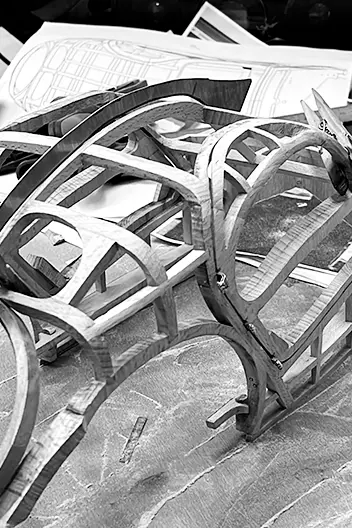 Miniatures de Prestige 1/8e par Laurent Pierson - plan rapproché structure bois