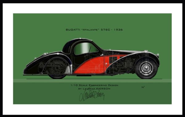 Tirage d'art encadré - Bugatti Atalante type 57sc